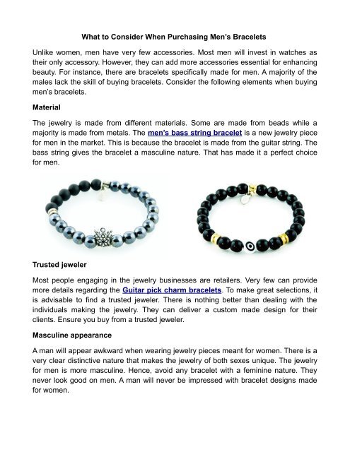 What to Consider When Purchasing Men’s Bracelets