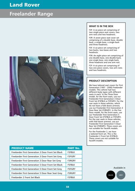 Town & Country Seat Cover Catalogue