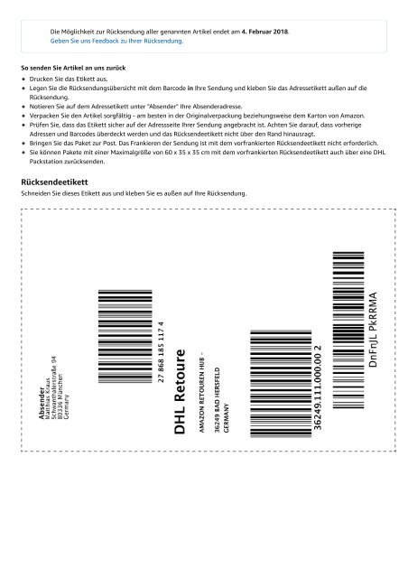 Amazon.de - Rücksendezentrum