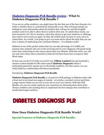 Diabetes Diagnosis PLR Bundle review and (MASSIVE) $23,800 BONUSES