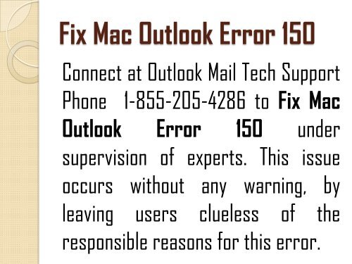 How to Fix Mac Outlook Error 150? 1-855-205-4286 For Help