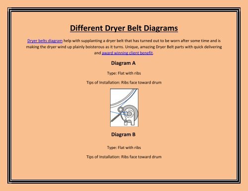 Different Dryer Belt Diagrams