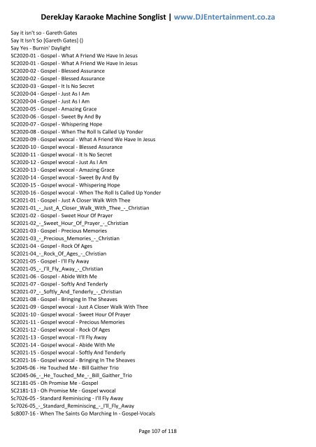 DerekJay Karaoke Machine Songlist - DJ Entertainment