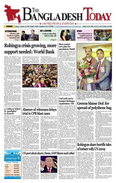 The Bangladesh Today (21-01-2018)