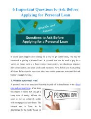 6 Important Questions to Ask Before Applying for Personal Loan