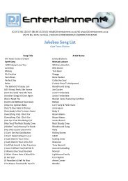 Jukebox Song List - DJ Entertainment