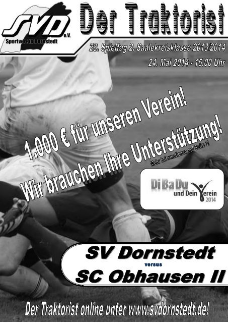 "Der Traktorist" - 28. Spieltag 2. Saalekreisklasse 2013/2014 - SV Dornstedt vs. SC Obhausen II