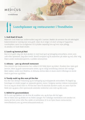 Lunchplasser og restauranter i Trondheim - Medicus