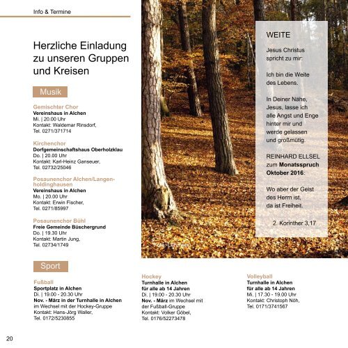 Gemeindebrief Ev.-Ref. Kirchengemeinde Oberholzklau Okt.-Nov. 2016 Online-Version