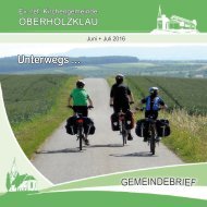 Gemeindebrief Ev.-Ref. Kirchengemeinde O berholzklau  Juni-Juli 2016 - Online-Ausgabe