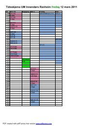 Tidsskjema UM Innendørs Ranheim fredag 12 mars 2011
