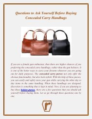 Questions to Ask Yourself Before Buying Concealed Carry Handbags