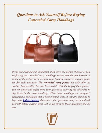 Questions to Ask Yourself Before Buying Concealed Carry Handbags