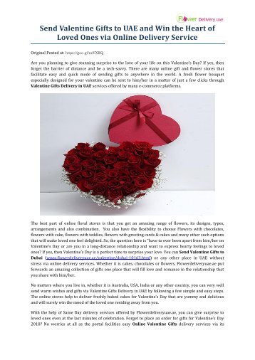 Send Valentine Gifts to UAE and Win the Heart of Loved Ones via Online Delivery Service