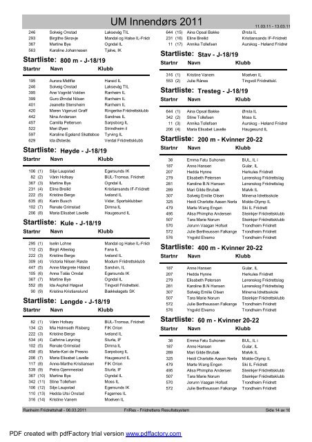 Startliste