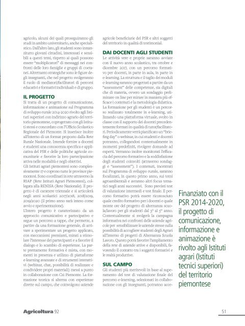 Rivista "Agricoltura" Regione Piemonte - n° 92, giugno 2017