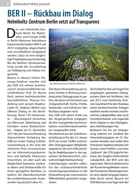 Zehlendorf Mitte Journal Nr. 1/2018