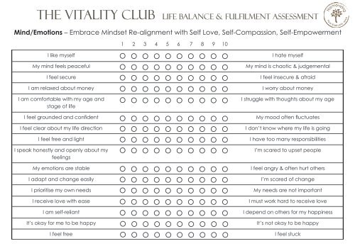 Mind, Body and Soul Life Alignment Assessment
