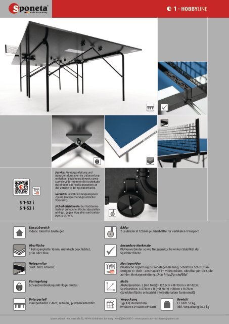 Sponeta - Tischtennis Katalog Fachhandel 2018 (deutsch)