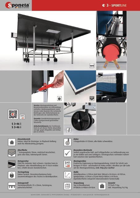 Sponeta - Tischtennis Katalog Fachhandel 2018 (deutsch)