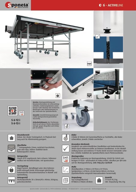 Sponeta - Tischtennis Katalog Fachhandel 2018 (deutsch)