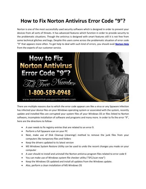 How to Fix Norton Antivirus Error Code “9”?
