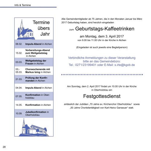 Gemeindebrief Ev.-Ref. Kirchengemeinde Oberholzklau Febr.-März 2017 - Online-Version