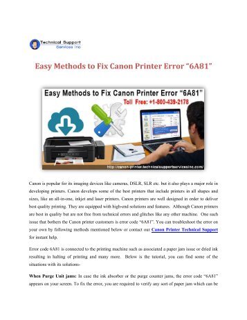 Easy Methods to Fix Canon Printer Error 6A81