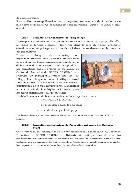 RAPPORT ANNUEL GREEN SENEGAL 2008 2008