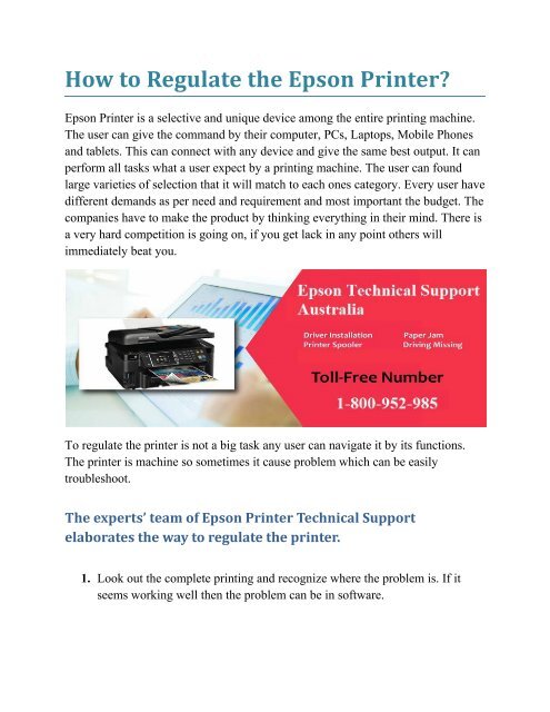 How to Regulate the Epson Printer?