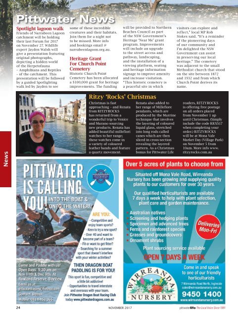 Pittwater Life November 2017 Issue