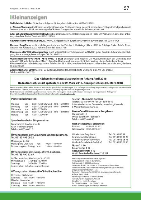 Mitteilungsblatt Gemeinde Burgthann, Ausgabe Februar/März