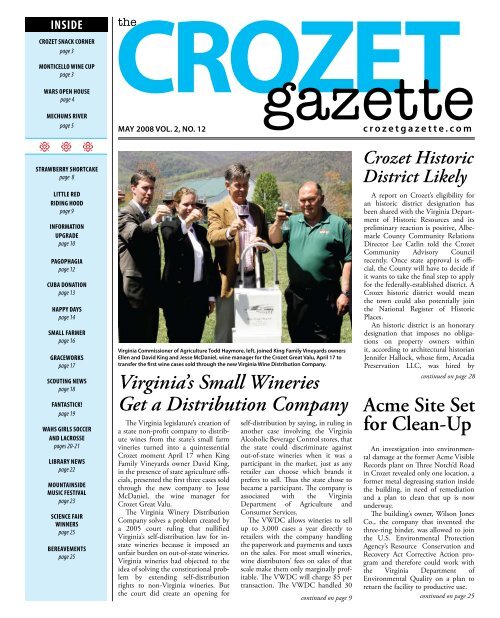 Virginia's Small Wineries Get a Distribution ... - Crozet Gazette