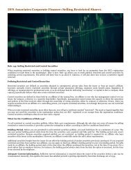 DFS Associates Corporate Finance: Selling Restricted Shares