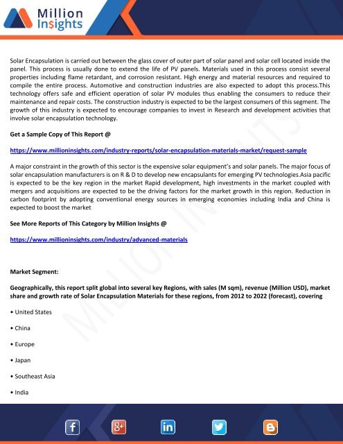 Solar Encapsulation Materials Market- Dynamics, Overview, Growth Opportunities and Competitive Landscape to 2022