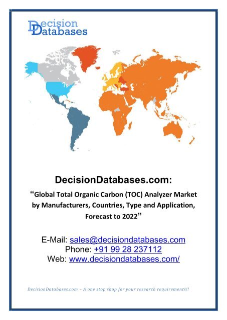 Global Total Organic Carbon (TOC) Analyzer Industry Key Manufacturers Analysis 2022