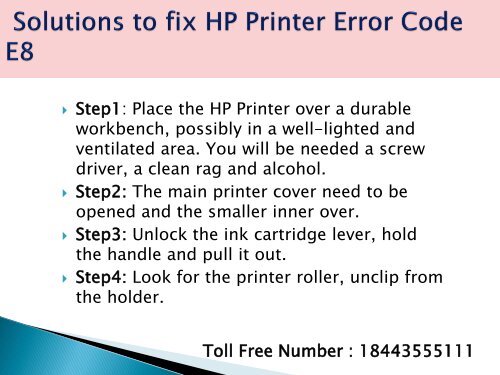 Dial 1-800-576-9647 | How to fix HP Printer Error Code E8