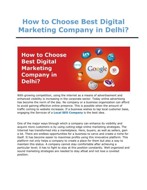 How to choose Best Digital Marketing Company in Delhi?