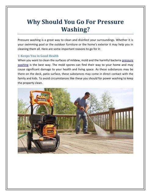 Why Should You Go For Pressure Washing