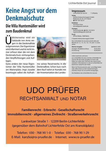 Lichterfelde Ost Journal Nr. 1/2018