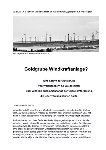 Brief von Waldbesitzern an Waldbesitzer