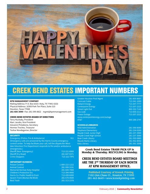 Creek Bend Estates February 2018