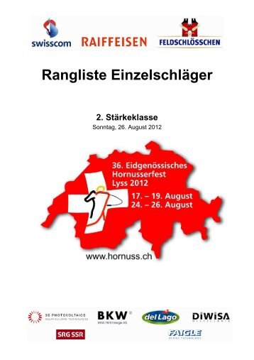 Rangliste Einzel 2 Stärkelasse - Eidg. Hornusserfest 2012 in Lyss