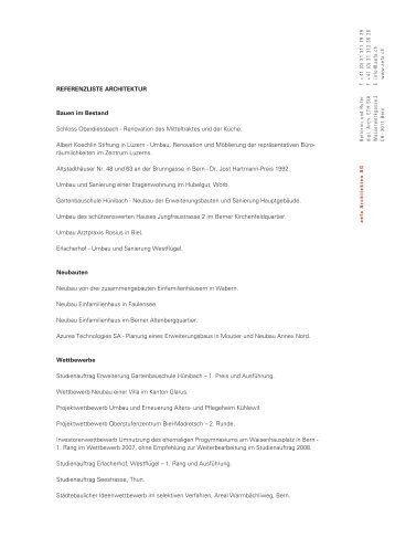 referenzliste architektur - aefa Architekten AG