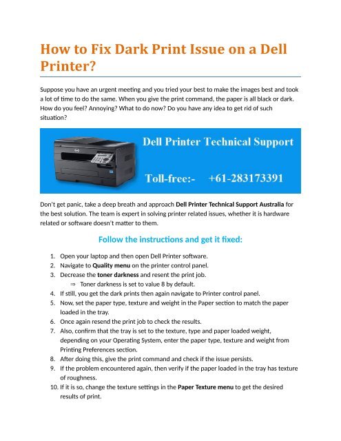 How to Fix Dark Print Issue on a Dell Printer?