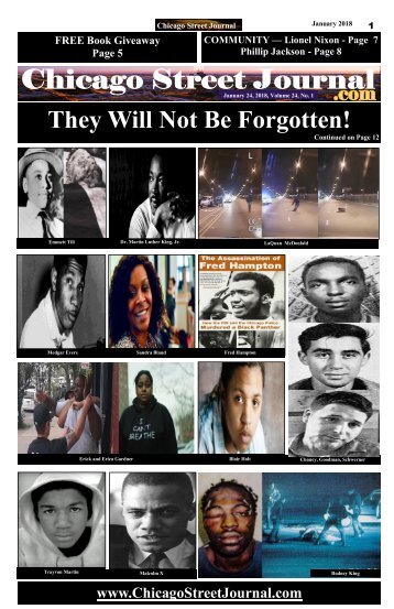 They Will Not Be Forgotten. Chicago Street Journal for January 24, 2018