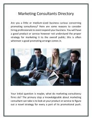 Marketing Consultants Directory