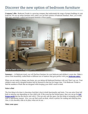 Discover the new option of bedroom furniture