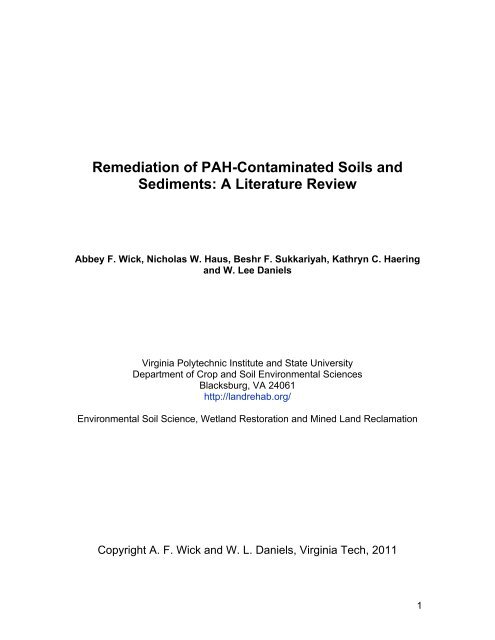 Remediation of PAH-Contaminated Soils and Sediments: A ...