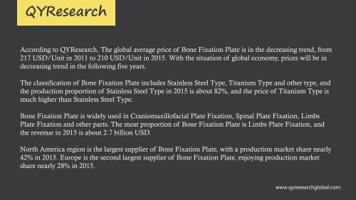 QYResearch: Global revenue of Bone Fixation Plate is nearly 4.8 billion USD